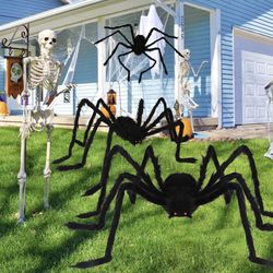 Halloween Giant Spider Decorations (3 Pack), Realistic Spiders Props, Fake Scary Hairy Spiders Sets for Halloween Decorations Indoor, Outdoor and Yard