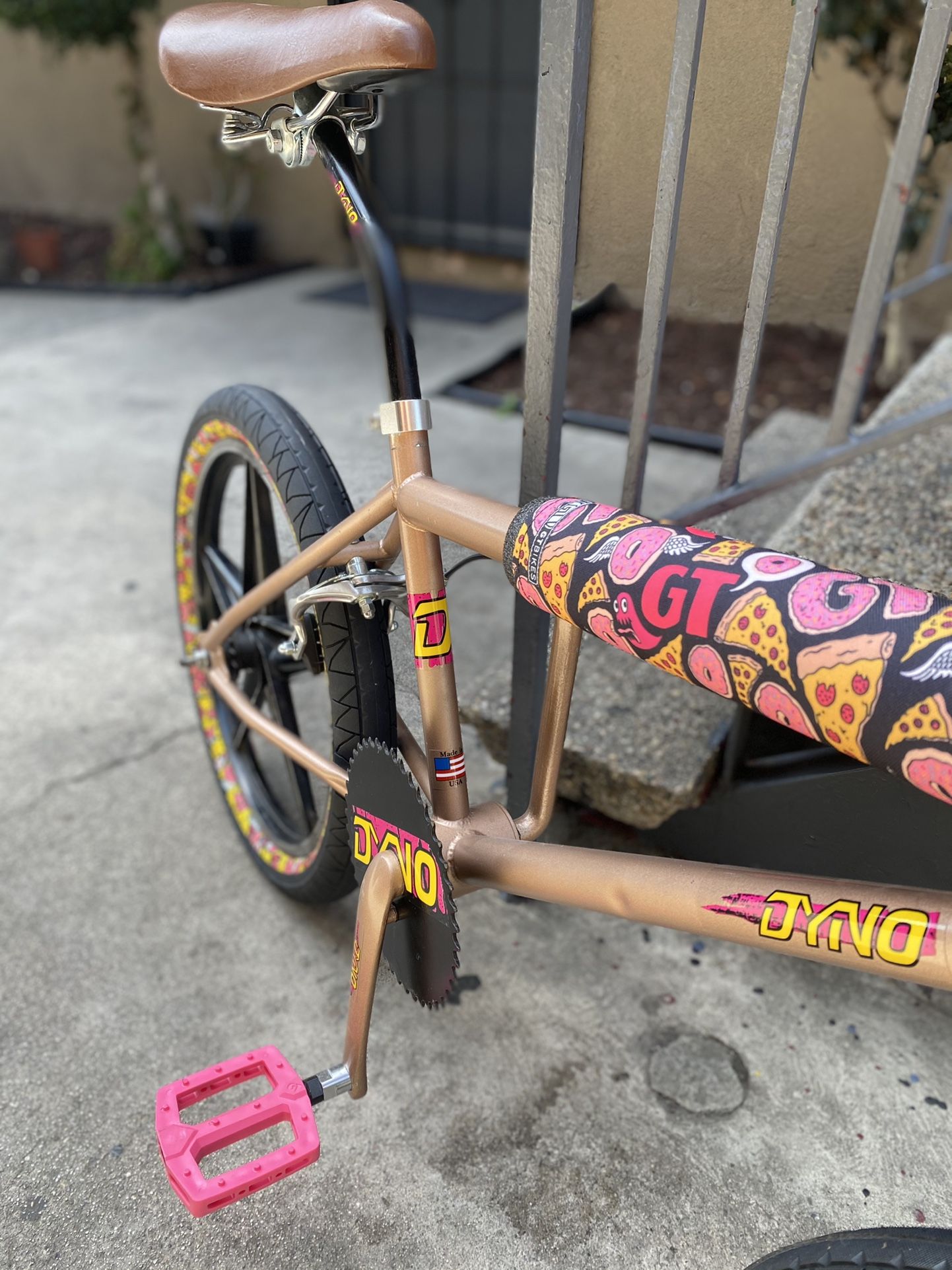 1994 Dyno BMX Junk food GT Pad Set And GT Tires Spoke Steel Wheels