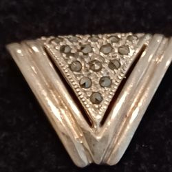 Vtg.sterling Silver Marcasite Contempary SLIDE Pendant