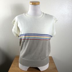 Vintage Sweater Vest Knitivo II Sleeveless 44 XL Retro Pride Rainbow Colorful