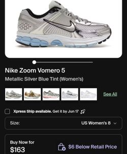 Nike Zoom Vomero 5 Metallic Silver Blue Tint
Used.
Size 8