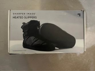 XL Black Unisex Sharper Image Heated Indoor/Outdoor Slippers