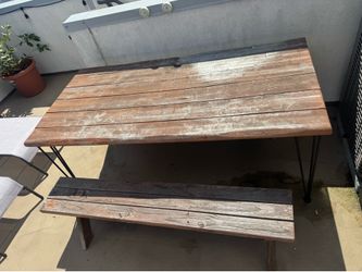 Wooden table and benches