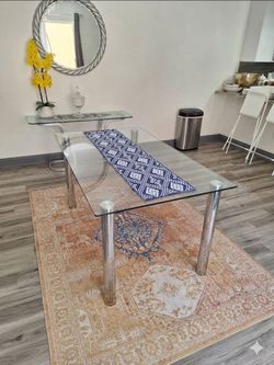 Glass Top Dining Table with Chrome Legs