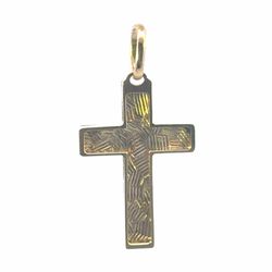 Men’s or Women’s 14k Yellow Gold 1.25” Inch Diamond Cut Textured Cross Pendant for Necklace GP3135416