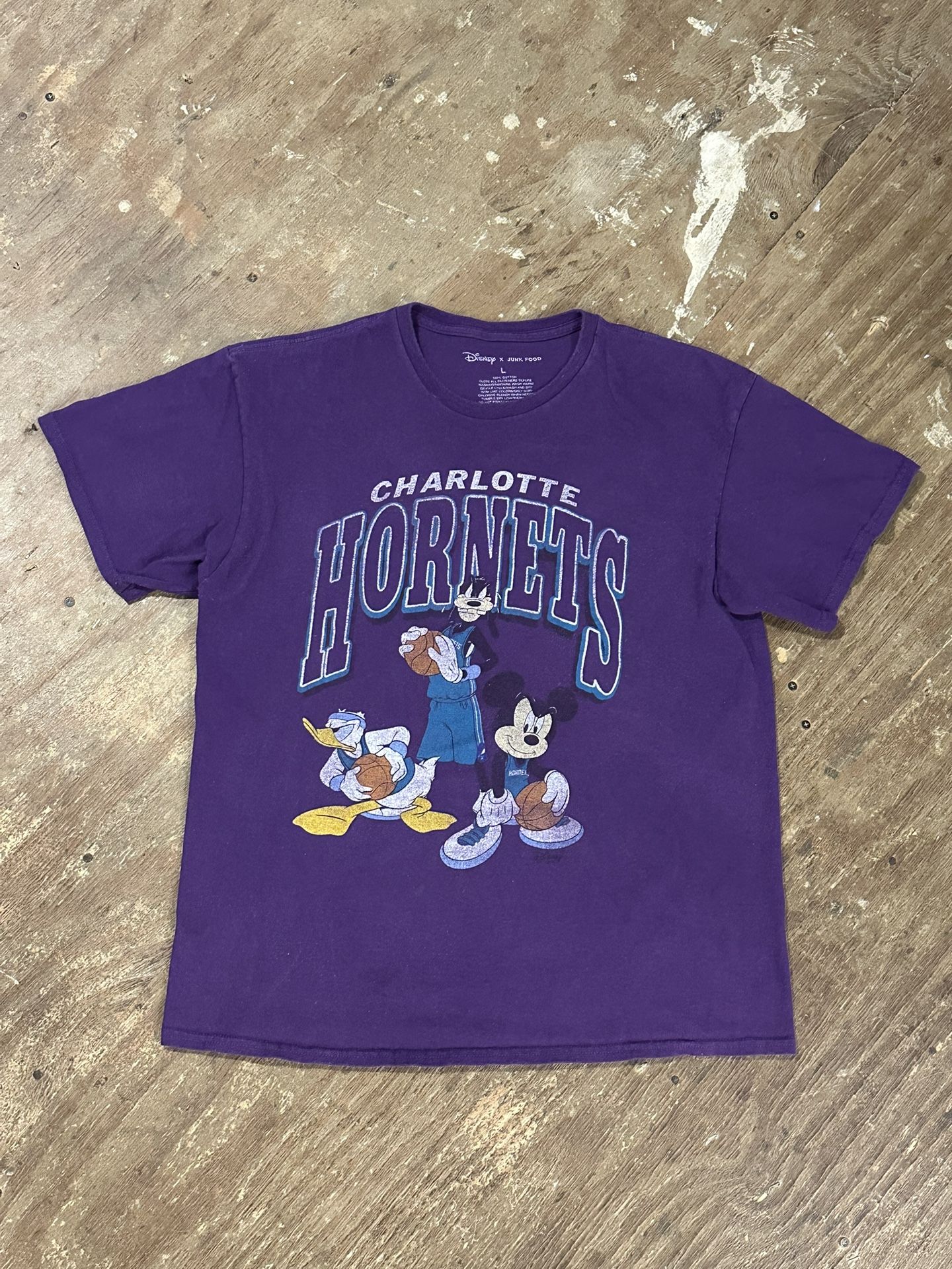 Charlotte Hornets Disney X Junk Food Mickey Squad T-Shirt Mens L Purple