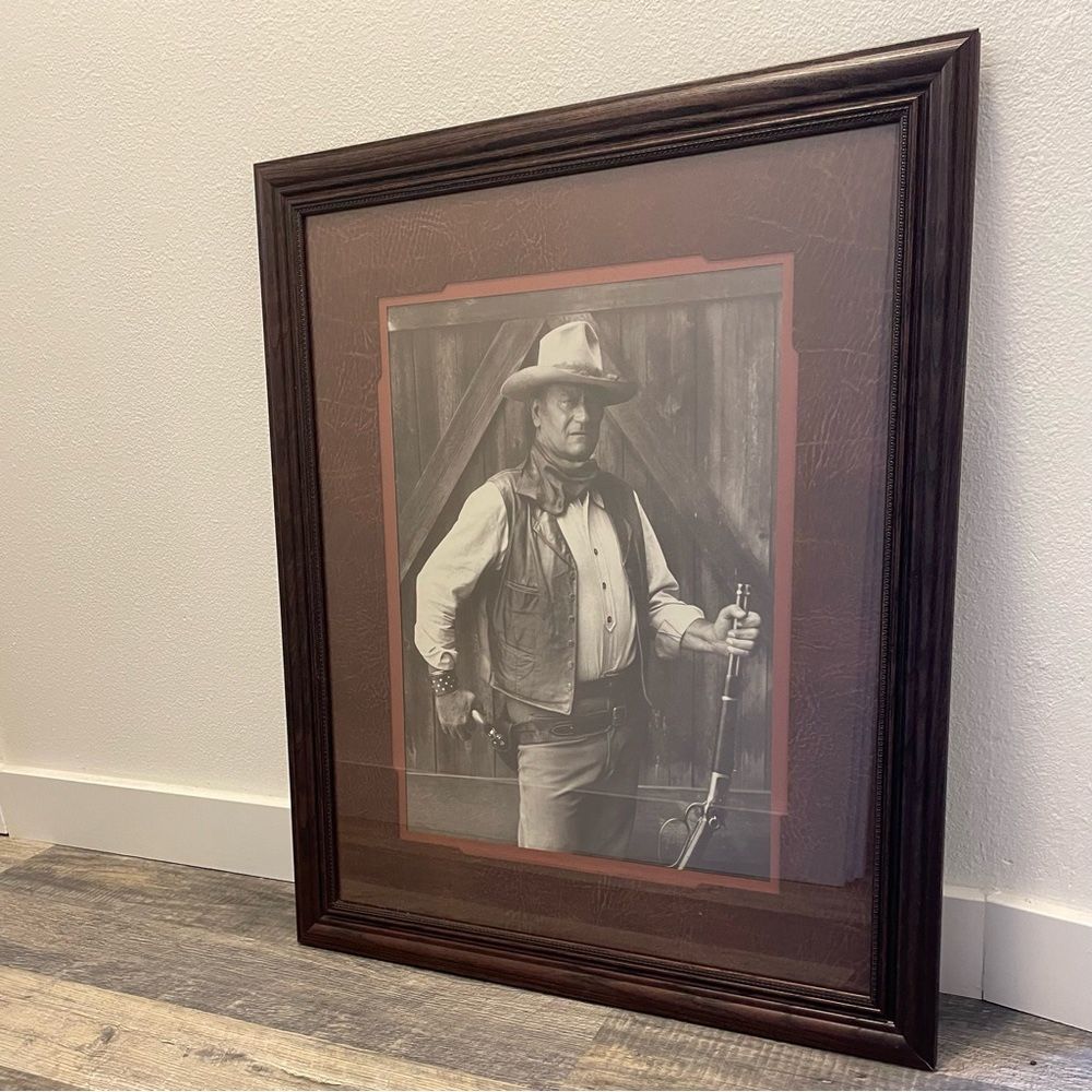 Vintage John Wayne Western Art Print Framed 