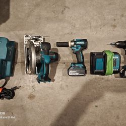 Makita 18v Drill Impact Saw Sander Kit