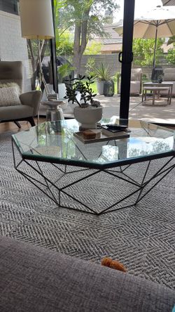 West Elm Geometric Glass Top Coffee