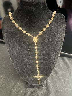 10 K rosary beaded necklace real gold