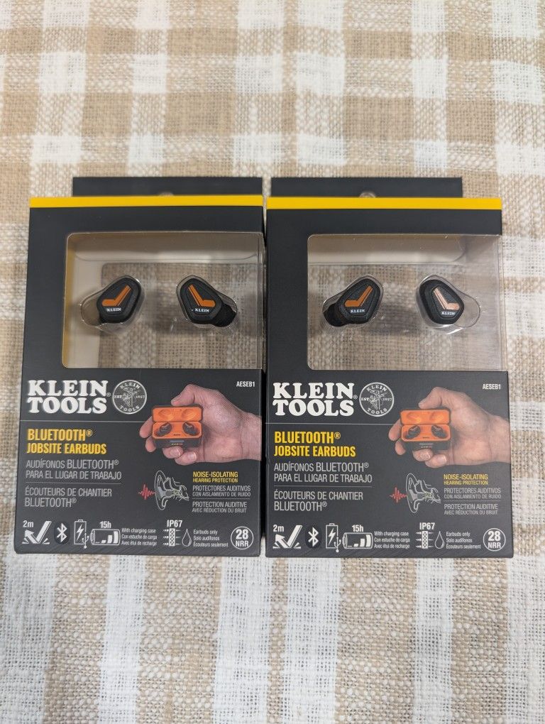 Klein Tools AESEB1 Bluetooth Jobsite Earbuds, Wireless Hearing Protection Earplugs with 28dB Noise Reduction Rating, 15-Hour Playtime