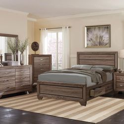 New 4pc Queen Bedroom Set Queen Bed Frame Dresser Mirror Nightstand