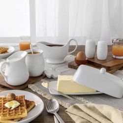 BETTER HOMES & GARDENS PORCELAIN COMPLETER SERVE, 6 PIECE SET, WHITE