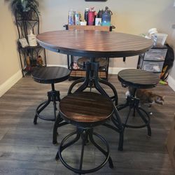 3 ft round wood & metal Table Set