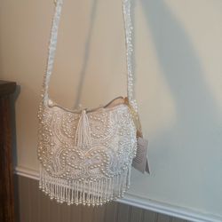 Pearl beaded shoulder bag