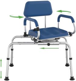 Loyoda Sliding Shower Chair with Swivel Seat for Seniors，350 Lb Capacity