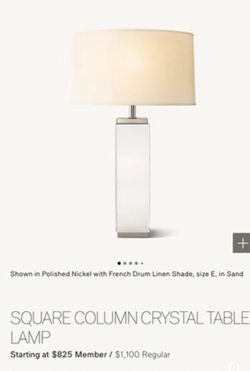 Restoration Hardware SQUARE COLUMN CRYSTAL TABLE LAMP