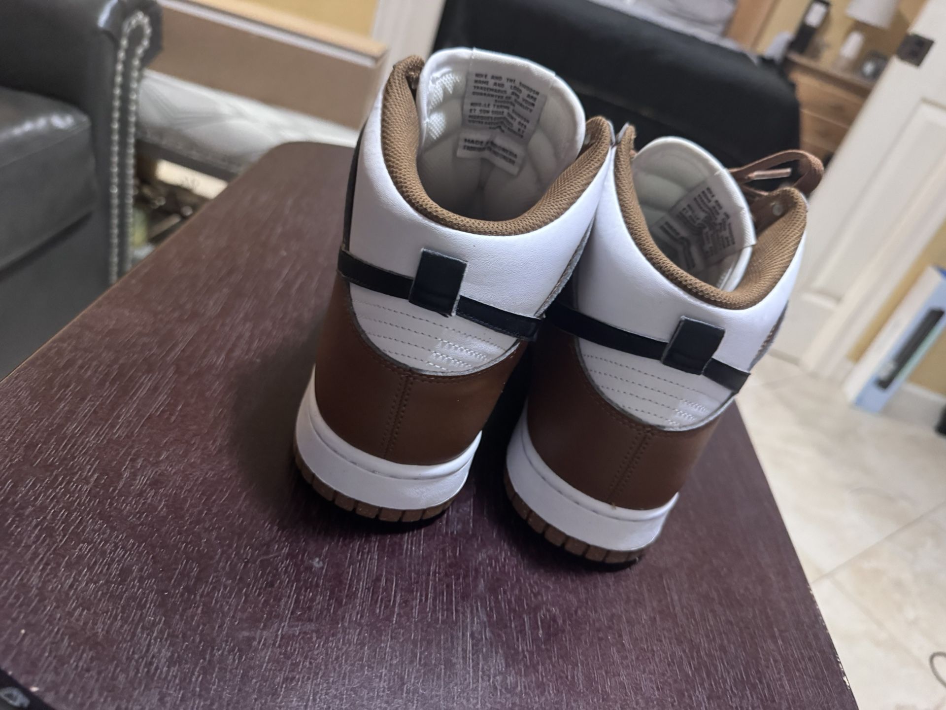 Nike Dunk High Top Brown and White