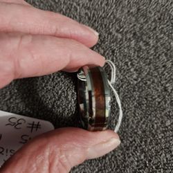 Size 12 Tungsten Carbide Wood Inlay Ring