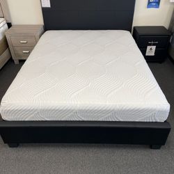 Queen Bed With 10 Inch Gel Memory Foam Mattress Bundle 