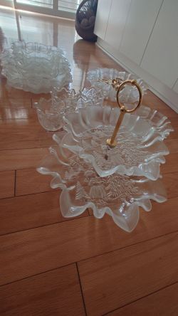 Mikasa Christmas Story Crystal Glass Set with Plates and Tiered Serving Platters