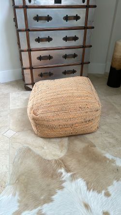 Extra Large Jute Pouf Square Ottoman