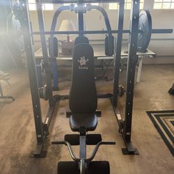 Vesta Smith Machine / Power Rack Home Gym w/ Weights, Lat Pulldown & Attachments