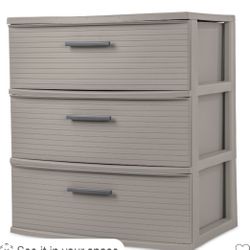 3 drawer wide tower -light gray