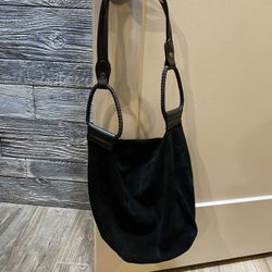 Suede Black Hobo Bag