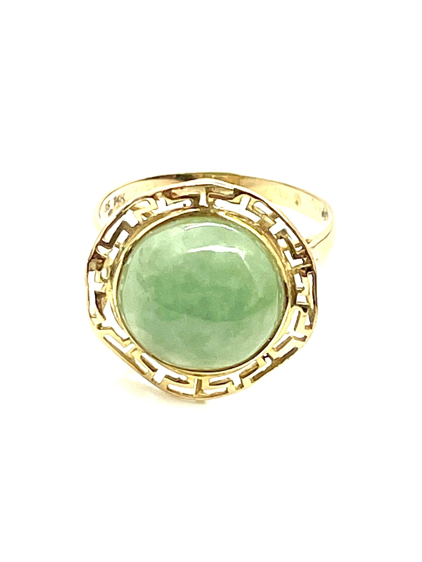 14k 585 Jadeite Ring Sz 6.75