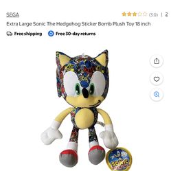 Extra Large Sonic The Hedgehog Sticker Bomb Plush Toy 18 inch