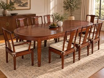 Asian-Inspired Dining Table & 8 Chairs