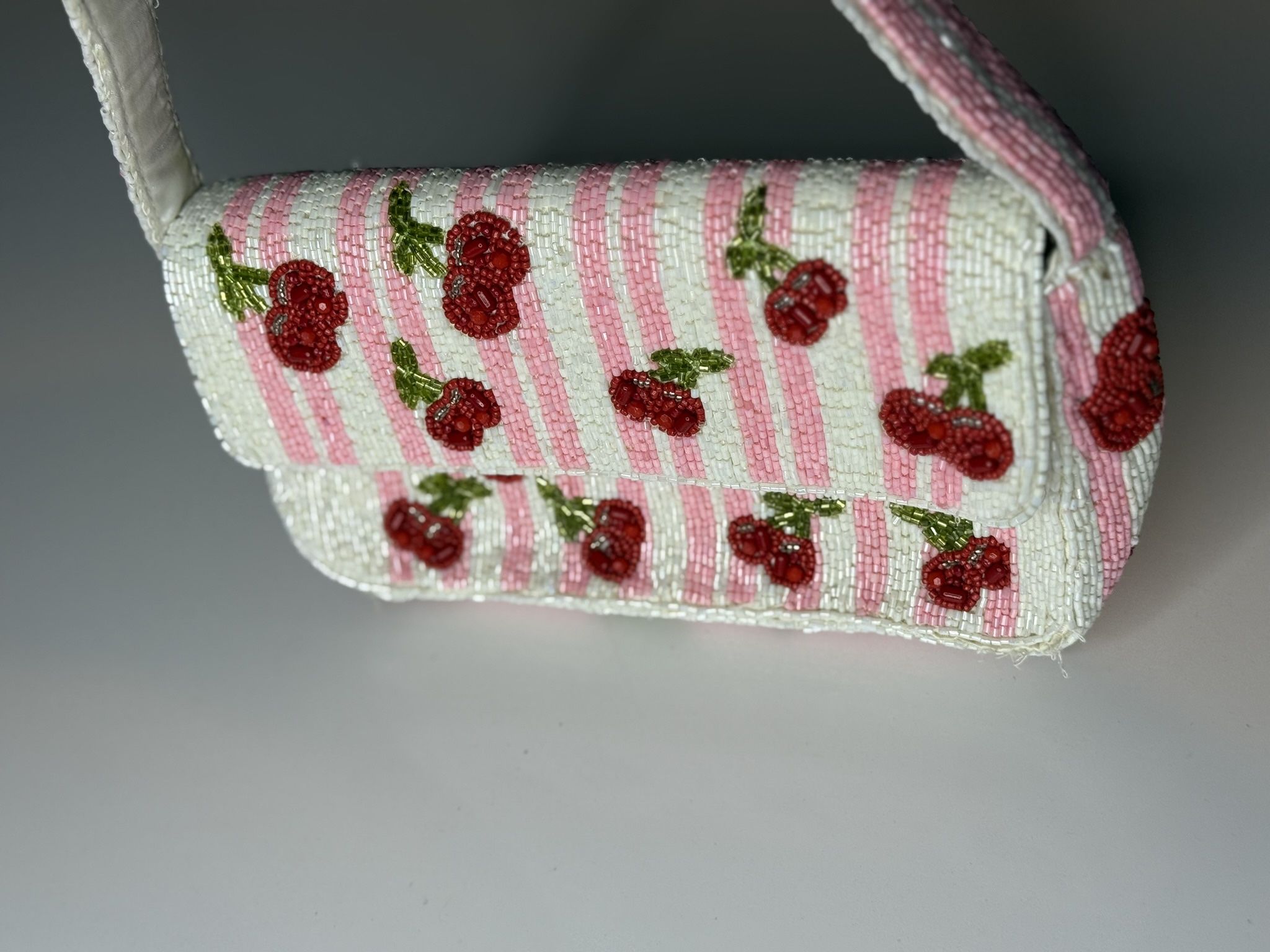 Hand Beaded Cherry Purse