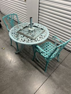 Cast Aluminum, Victorian Dining Set.