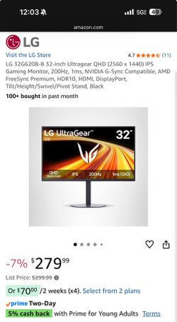 LG UltraGear 32” 1440p gaming monitor