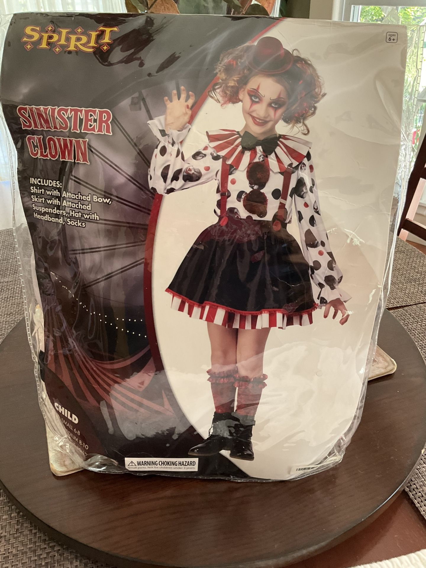 Spirit Halloween Sinister Clown Costume Girl Medium 8- 10 Goth Horror Spooky