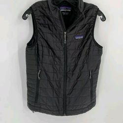 Patagonia Womens Primaloft Black Quilted Full Zipped Pockets Nano Puffer Vest Size Small