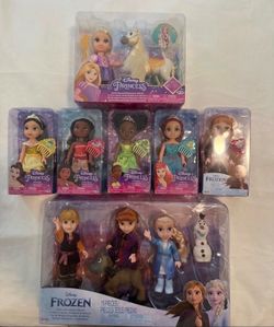 Brand new Disney Princess & Frozen doll lot. All items are sealed and unopened.