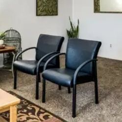 Two Cushioned Black Chairs Office Living Room