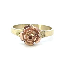 Woman’s Ladies 10k Two Toned Rose Yellow Gold Rose Ring Band Size 6.5 GP3122347