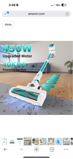 Tikom V500 - Cordless Home Vacuum Cleaner, 40000 Pa/450 W Stick Vacuum with LED Touchscreen, Wall Charging Base, Anti-Tangle, Lightweight Handheld Vac