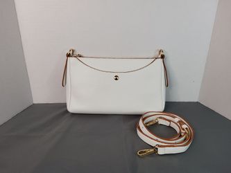 White with Brown Trim Crossbody Bag
