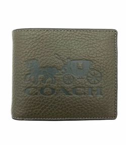Like New  - Coach Men's Leather Wallet With Horse And Carriage - Olive C5445