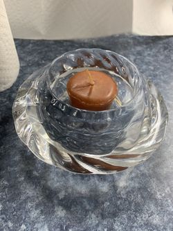 Clear Heavy Glass Votive Holder 3” High 6” Across