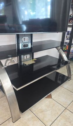 Glass swivel Tv stand with Tv mount