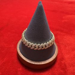 10mm Gold Iced Out Bubbles Cuban Link Bracelet – 7in CZ Hip Hop Jewelry