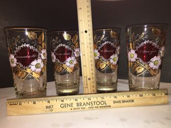 Valentine Hand painted gold trim highball glasses