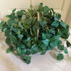 Decorative Artificial Ivy Basket with Cascading Greenery