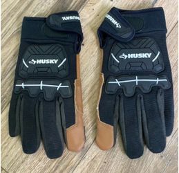 Husky Heavy Duty Goatskin Leather Palm Impact Protect Work Gloves Men's Size L