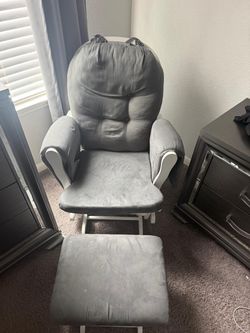 Gray Glider Rocking Chair with Ottoman